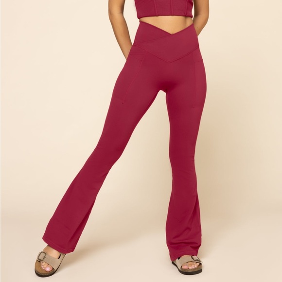 POPFLEX | Pants & Jumpsuits | Popflex Crisscross Hourglass Flare ...